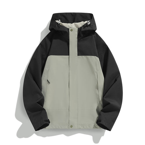 Herren Zweifarbige Softshell-Fieldjacke mit Kapuze, winddichtem Obermaterial und minimalistischen Eingriffstaschen Echo Archiv