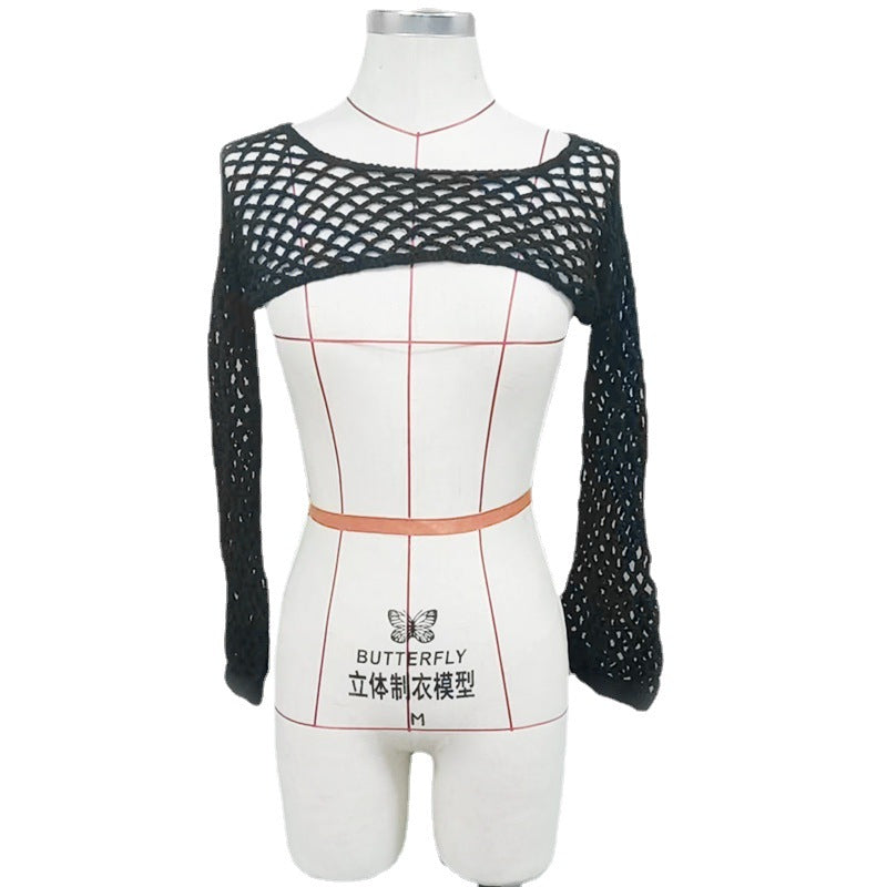 Damen trendiges Netz-Overtop mit weitem Arm Echo Archiv