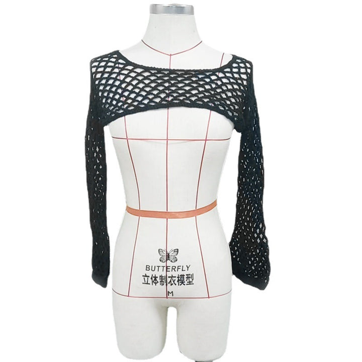 Damen trendiges Netz-Overtop mit weitem Arm Echo Archiv