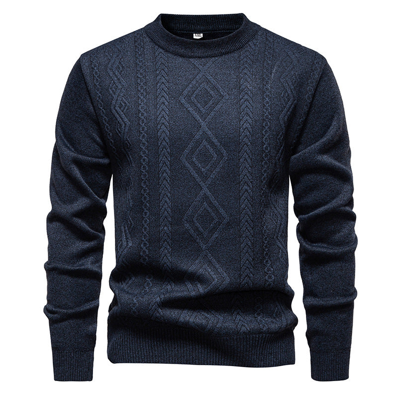 Herren nan gestrickter Rundhalspullover mit Rautenmuster und feinem Strukturstrick Echo Archiv