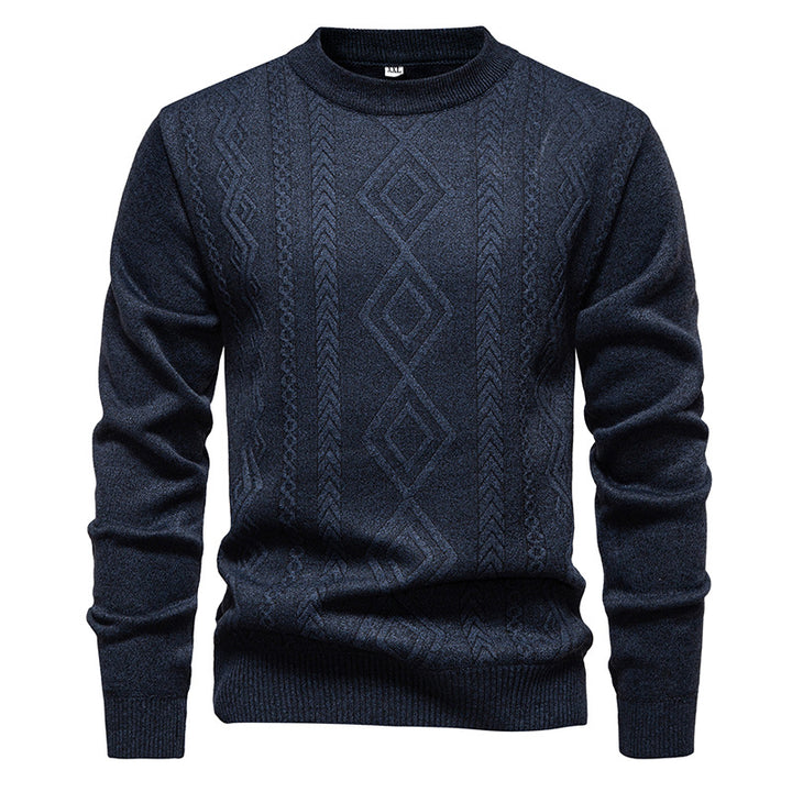 Herren nan gestrickter Rundhalspullover mit Rautenmuster und feinem Strukturstrick Echo Archiv