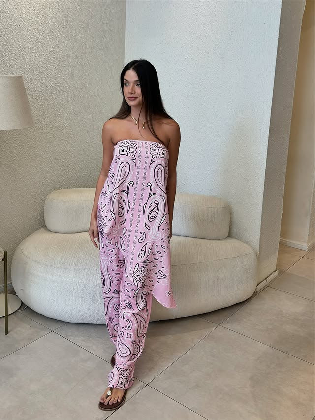 Damen lässiger Jumpsuit mit weitem Schnitt und stylischem Muster Echo Archiv