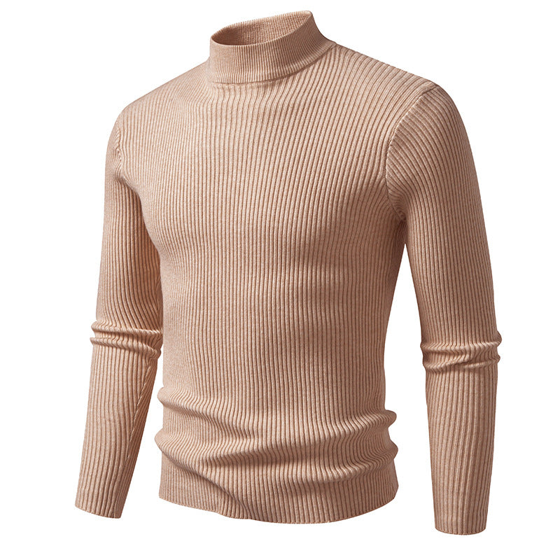 Herren Rippstrick-Mockneck-Pullover schmaler Schnitt thermischer Feinstrick Echo Archiv