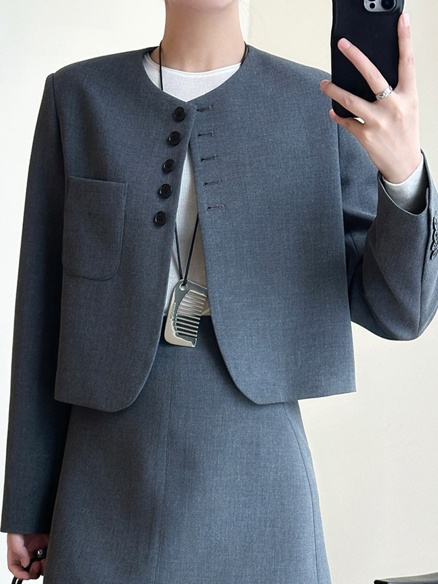 Damen Modische Blazerjacke mit kurzen Ärmeln Echoarchiv