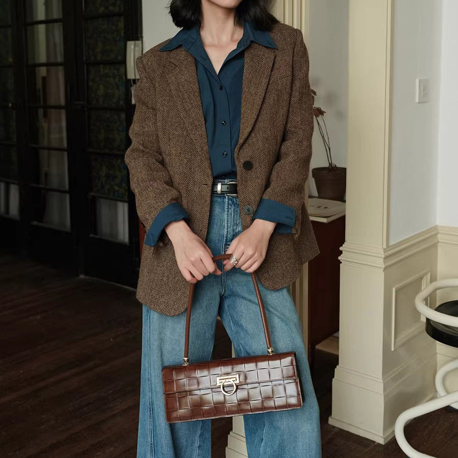 Damen Eleganter Tweed Blazer Echoarchiv