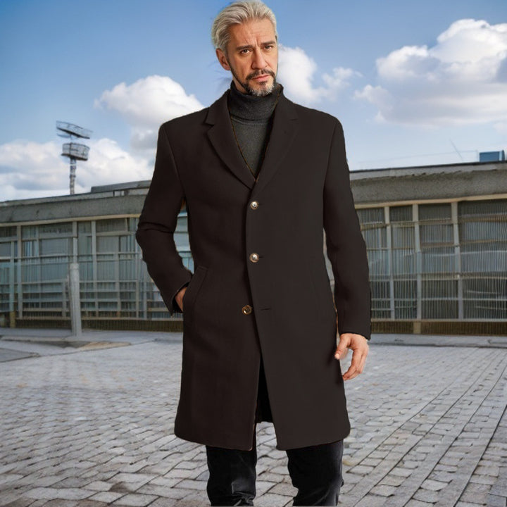 Herren Eleganter Langmantel mit modischen Knöpfen und hochwertigem Stoff Echoarchiv