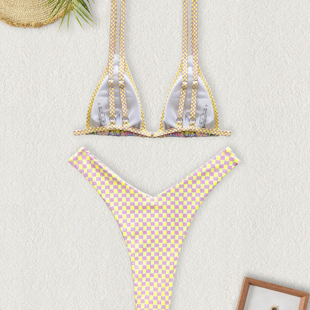 Damen Triangel-Bikini mit buntem Patchwork-Muster Echo Archiv