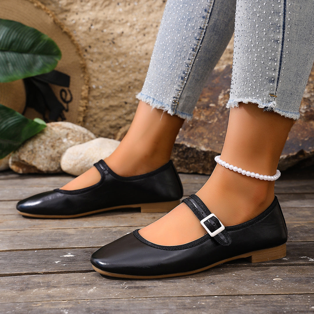 Damen Klassische Mary‑Jane Ballerinas mit verstellbarem Riemen und niedrigem Blockabsatz – Lioré
