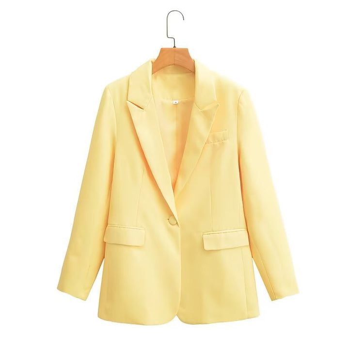 Damen Oversize-Blazer mit fallendem Revers Ein-Knopf-Verschluss und Pattentaschen Echo Archiv