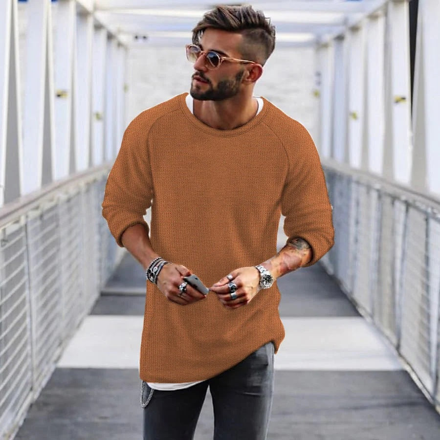 Herren lässiger Pullover mit innovativem Strickmuster Echoarchiv