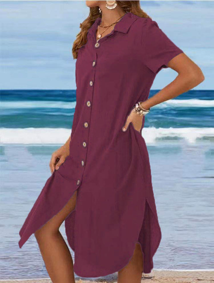 Damen Hemdblusenkleid mit Knopfdetail und schwingendem Saum Echo Archiv