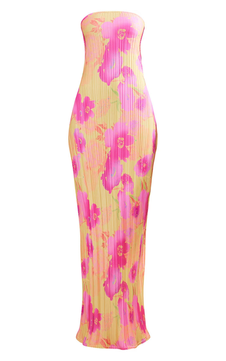 Damen figurbetontes Strapless-Kleid mit floralen Elementen Echo Archiv