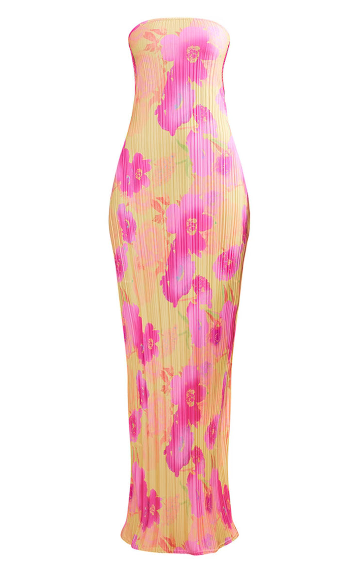 Damen figurbetontes Strapless-Kleid mit floralen Elementen Echo Archiv