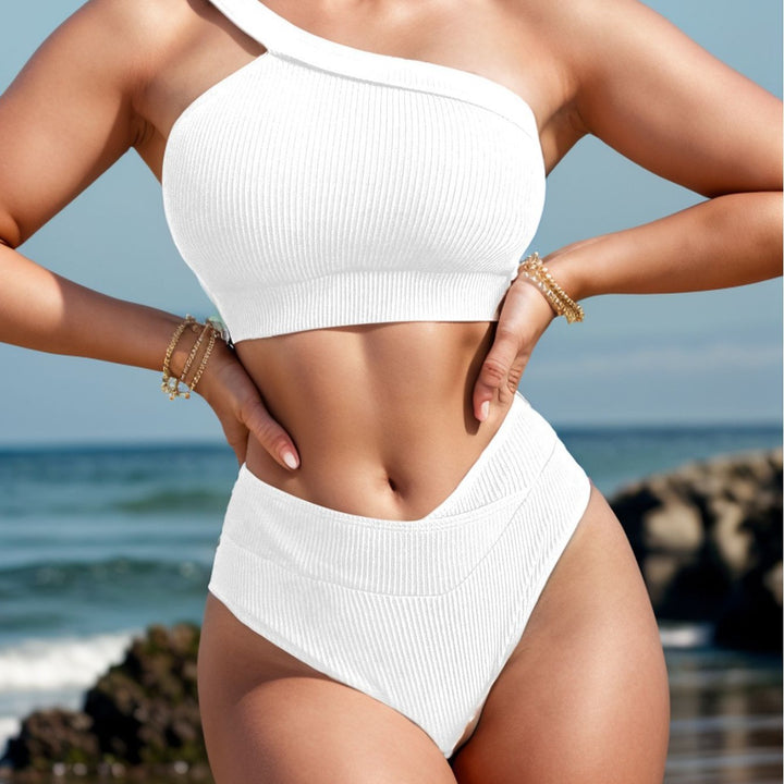 Damen Sport-Bikini mit asymmetrischem Oberteil und hohem Bund Echo Archiv