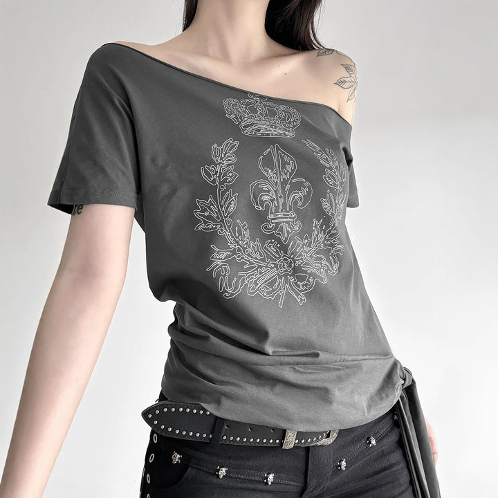 Damen asymmetrisches Top mit dekorativem Knoten Echo Archiv