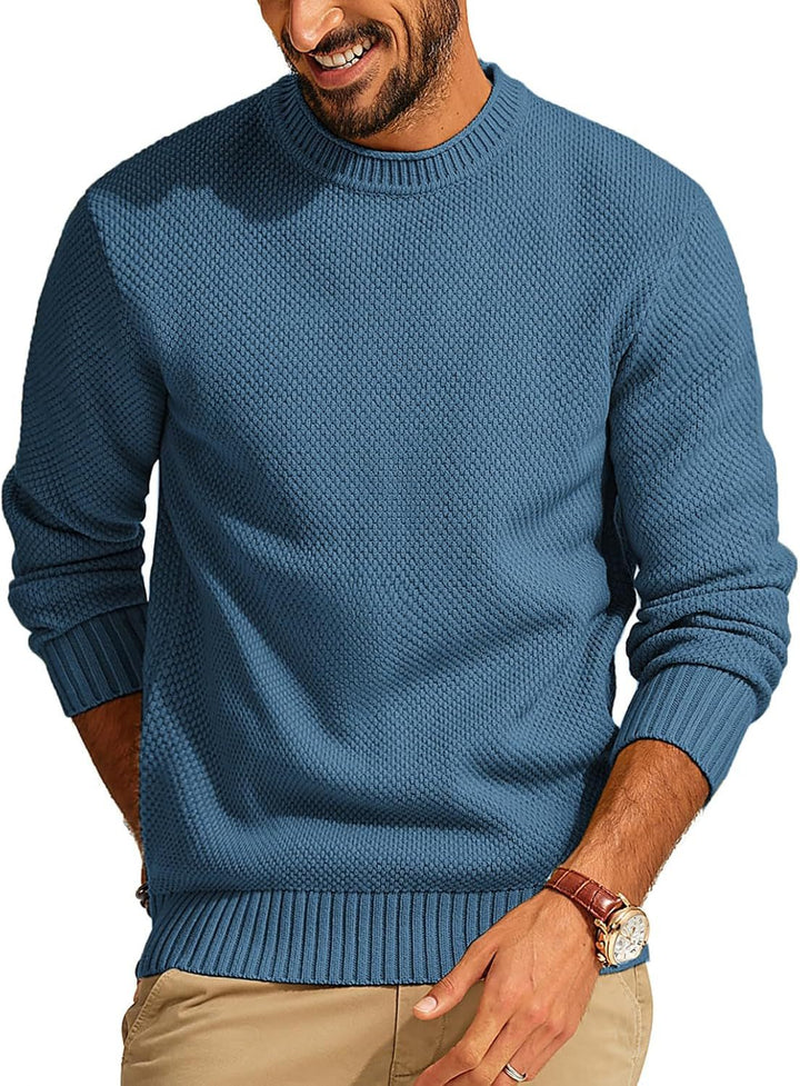 Herren Waffelstrick-Pullover mit Rundhalsausschnitt Echo Archiv