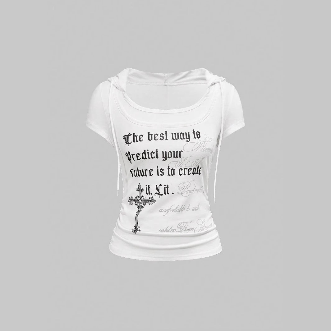 Damen Kapuzen-T-Shirt mit einzigartigem Schriftzug Echo Archiv
