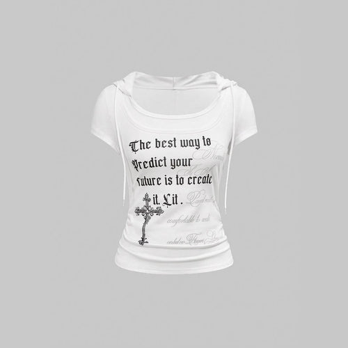 Damen Kapuzen-T-Shirt mit einzigartigem Schriftzug Echo Archiv