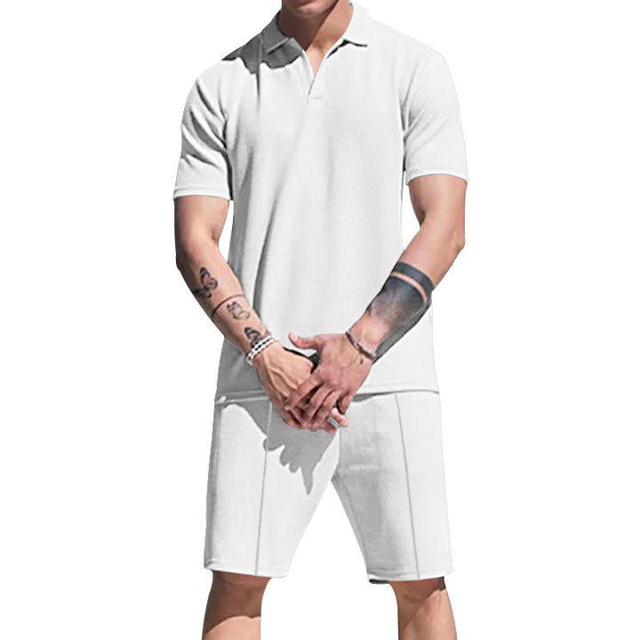 Herren lässiges Kurzarm-Polohemd und Shorts-Set aus atmungsaktivem Stoff Echoarchiv
