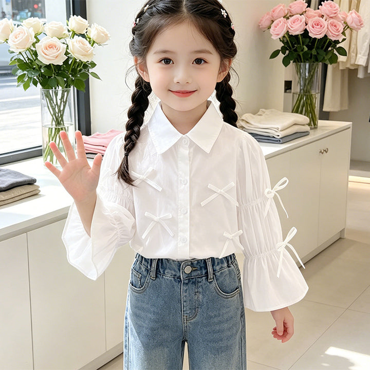 Mädchen Bluse mit Rüschendetails und Schleifen Echo Archiv