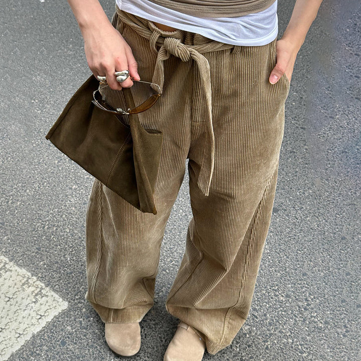 Damen lockere Leinenhose mit Taillengürtel Echo Archiv