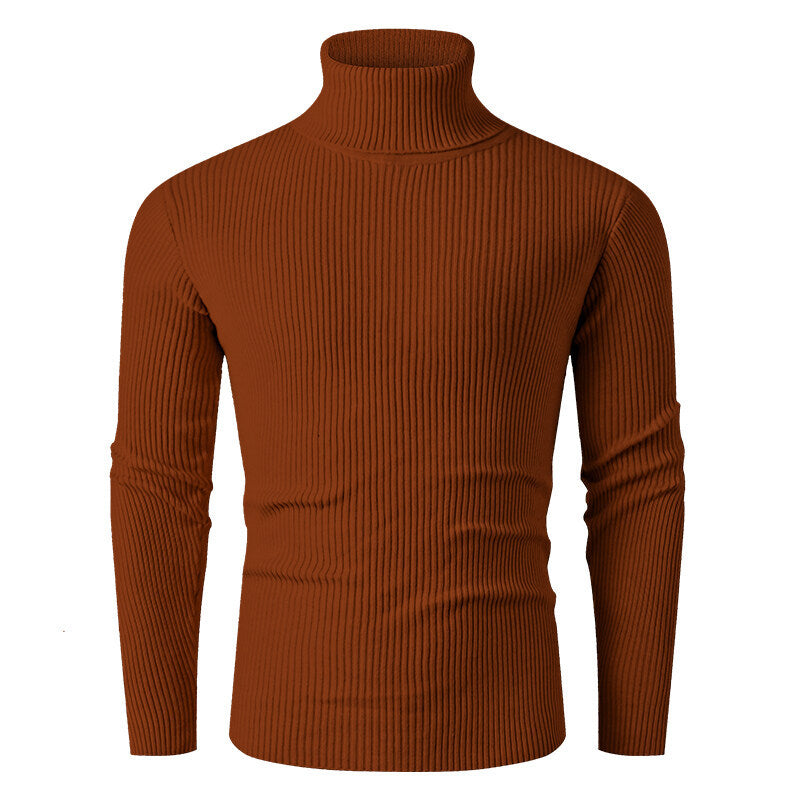 Herren nan taillierter Rippen-Strick Rollkragenpullover Slim Fit Echo Archiv