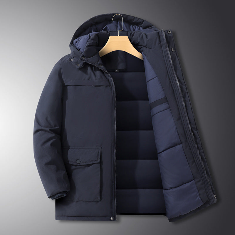 Herren Winterparka mit wärmendem Teddyfutter, abnehmbarer Kapuze und hoher Stehkragen – Marzano