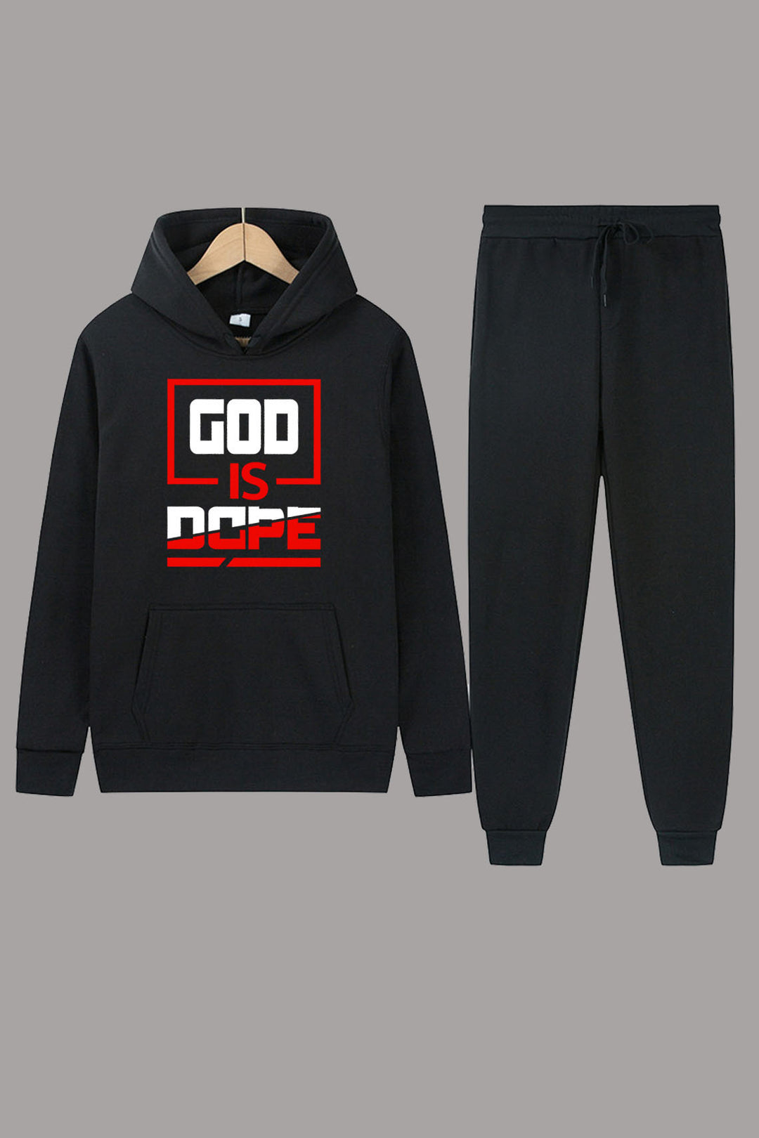 Herren sportliches Hoodie- und Jogginghose-Set mit inspirierendem Schriftzug Echoarchiv