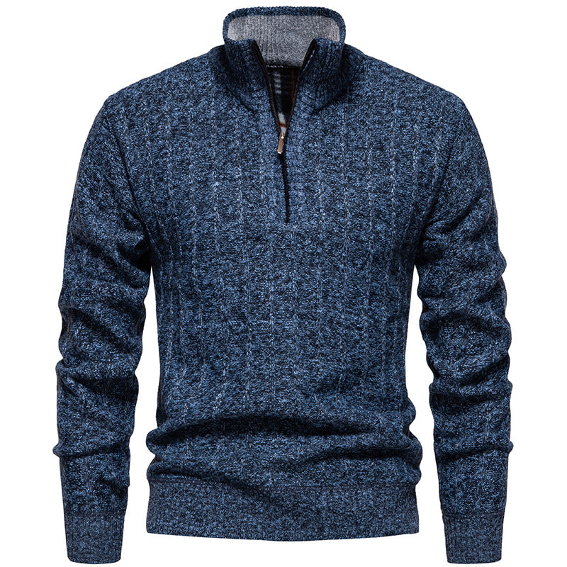 Herren nan gerippter Troyer-Pullover mit Halbzip, Zopfmuster und wärmender Innenverarbeitung Echo Archiv