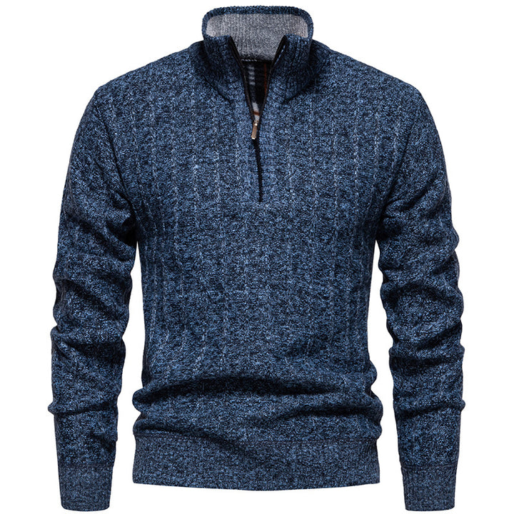 Herren nan gerippter Troyer-Pullover mit Halbzip, Zopfmuster und wärmender Innenverarbeitung Echo Archiv