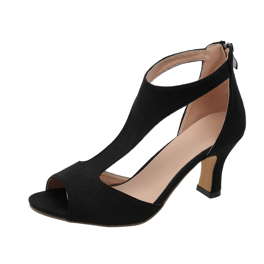 Damen nan elegante T‑förmige Riemchen Pumps mit offenem Zehenbereich, Rückreißverschluss und mittelhohem Stilettoabsatz Echo Archiv