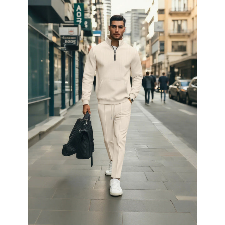 Herren Hochwertiger Stehkragen Pullover mit Zipper Echoarchiv