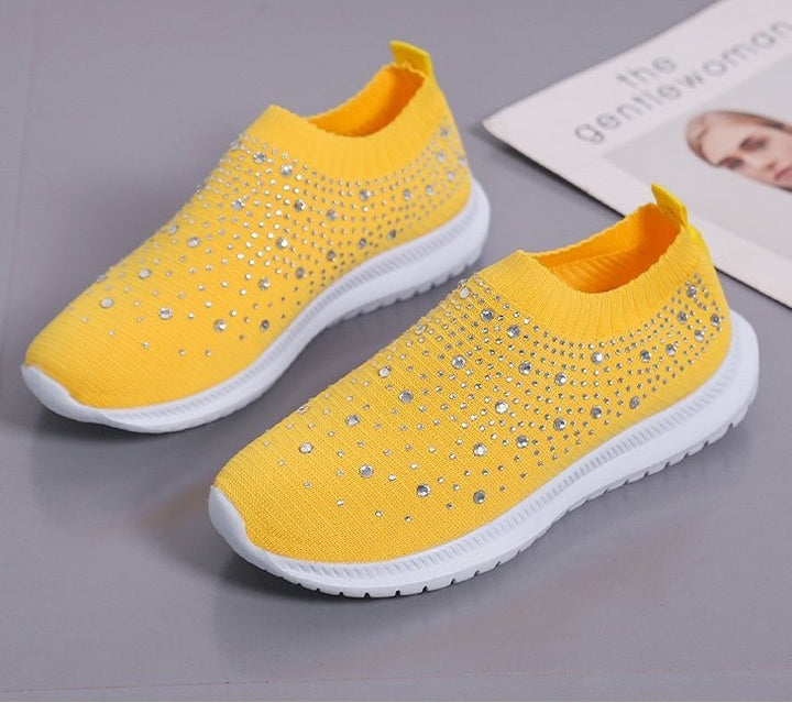 Damen Strick-Slipper-Sneaker mit Strassbesatz und flexibler Komfortsohle Echoarchiv