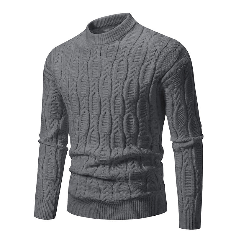 Herren Strickpullover mit modernem Zopfmuster und hohem Kragen Echoarchiv