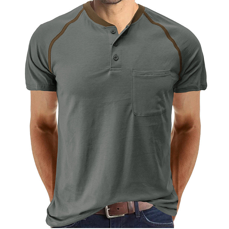 Herren Kurzarmshirt mit modischen Kontrastdetails Echoarchiv