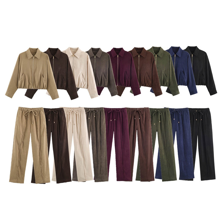 Damen Kurzblouson im Velours‑Look mit spitzem Hemdkragen und Gummizugsaum Echo Archiv