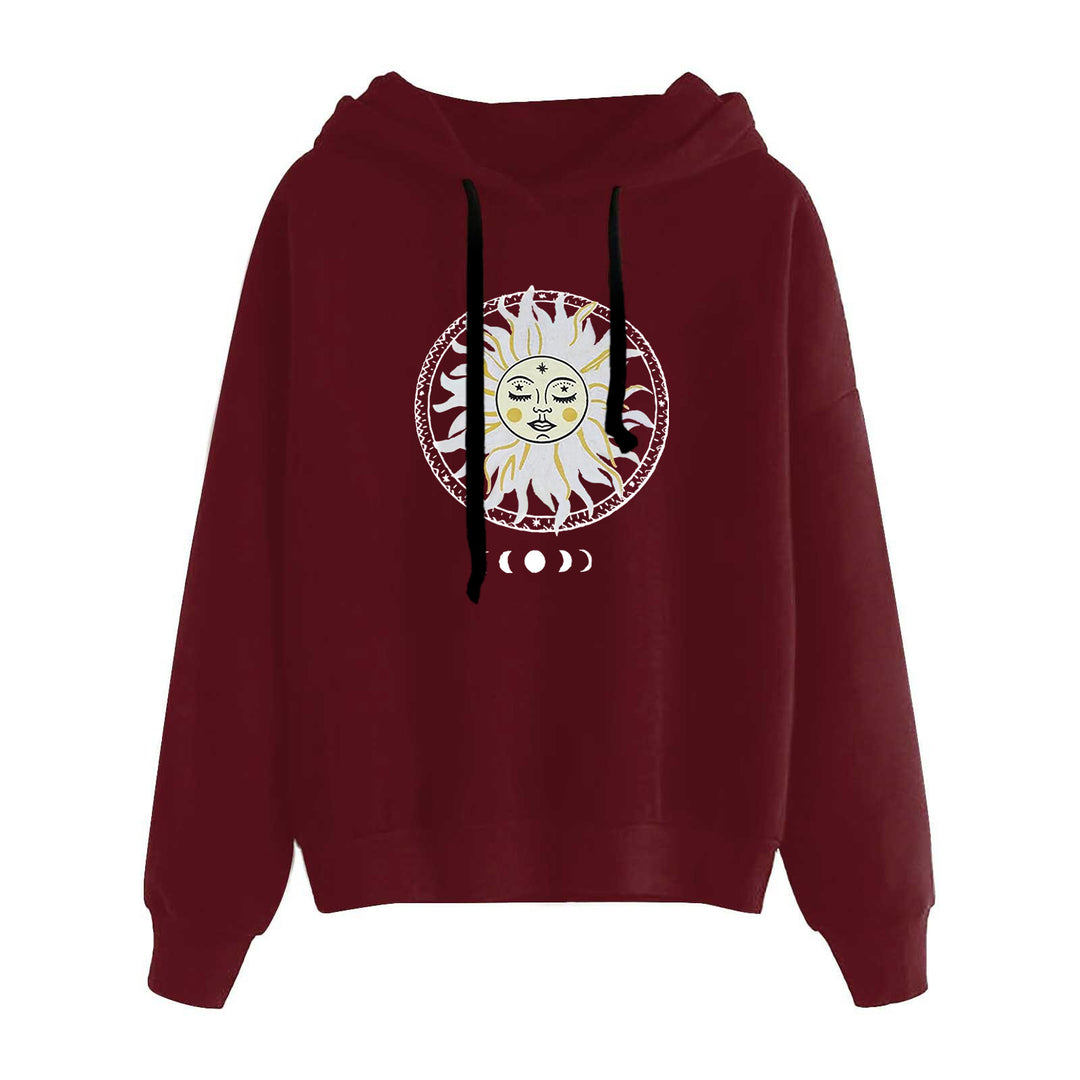 Damen lässiger Oversize Kapuzenpullover mit Herz‑und‑Pfotenprint, Kordelzug und gerippten Bündchen – Auréline