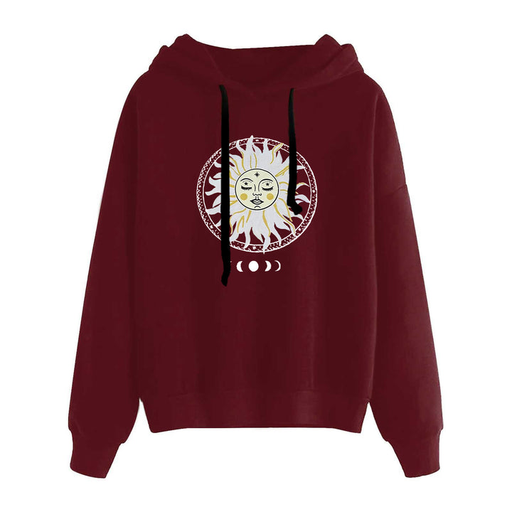 Damen lässiger Oversize Kapuzenpullover mit Herz‑und‑Pfotenprint, Kordelzug und gerippten Bündchen – Auréline