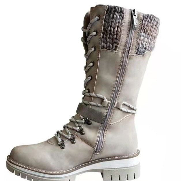Damen nan hoher Schnürstiefel mit Strickbündchen, robuster Profilsohle und seitlichem Reißverschluss Echo Archiv
