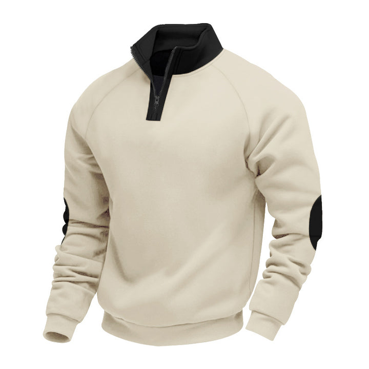 Herren nan Halbzip-Fleecepullover mit hohem Stehkragen und kontrastierenden Ellenbogenpatches Echo Archiv