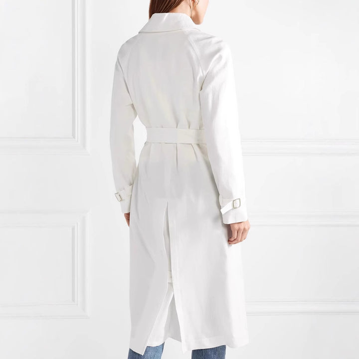 Damen Midilanger Einreihiger Trenchcoat mit Sturmlasche und verstellbaren Manschetten Echoarchiv