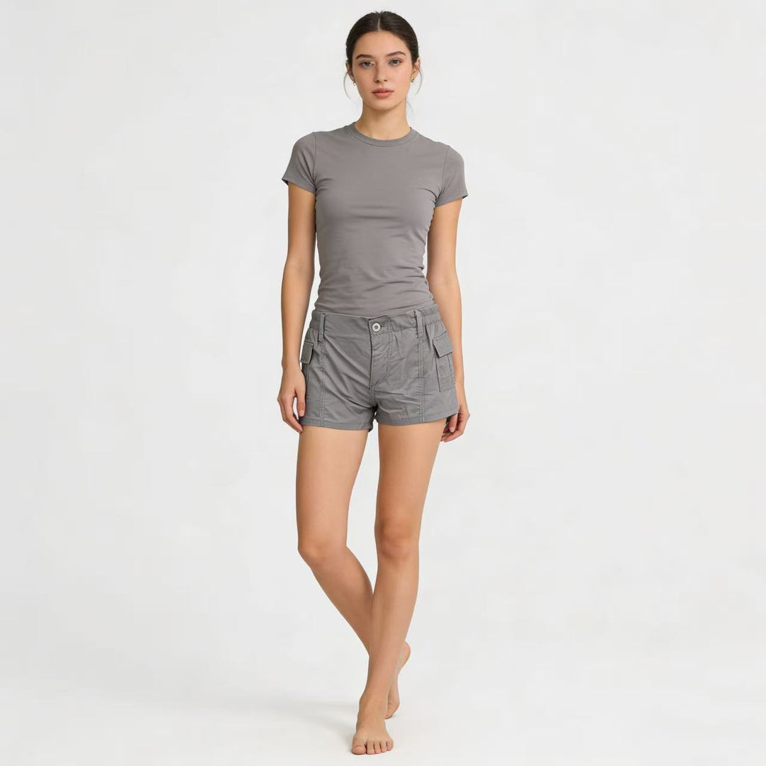 Damen Cargo-Shorts mit funktionalen Seitentaschen und elastischem Bund Echo Archiv