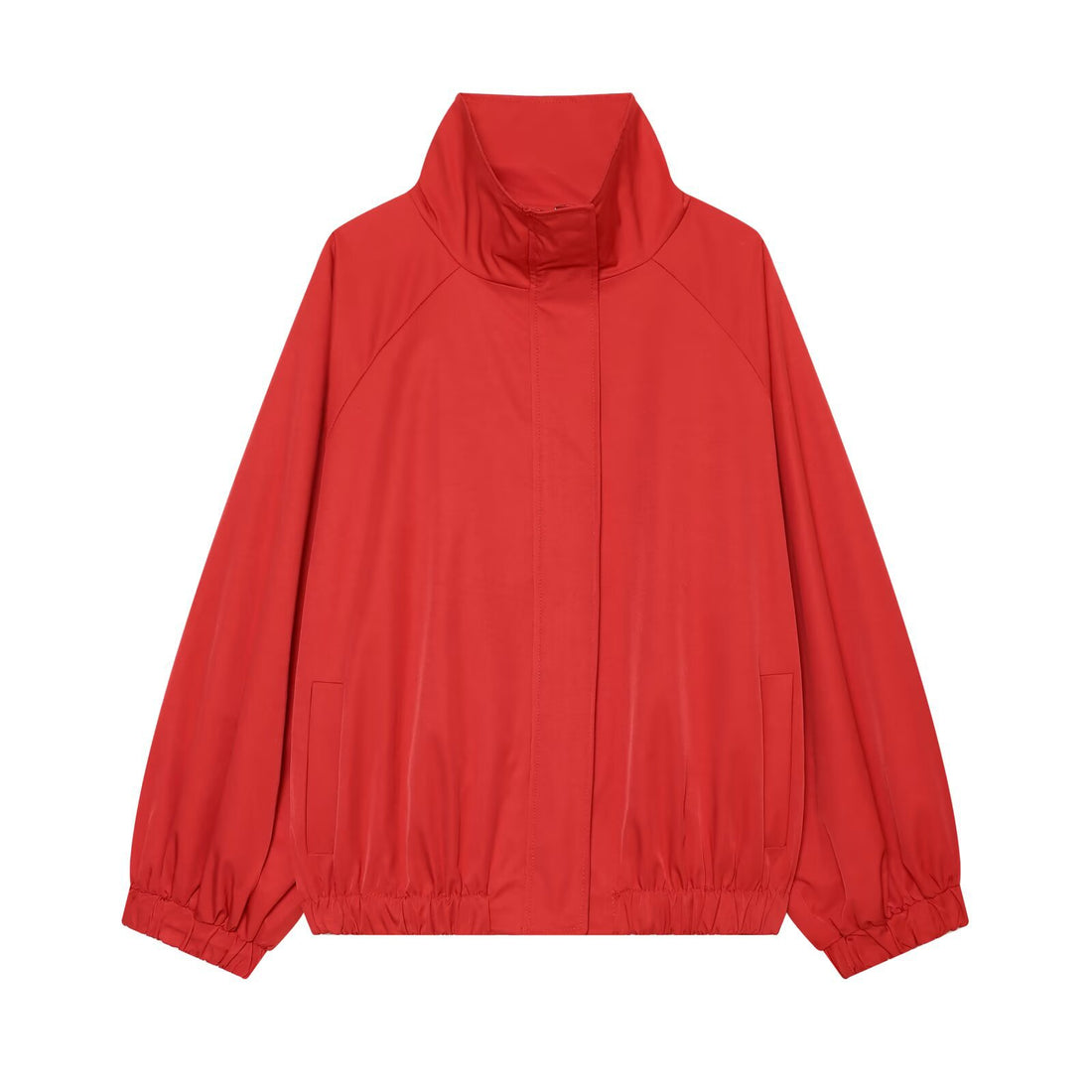 Damen Leichte Boxy-Übergangsjacke mit Funnelkragen und elastischem Saum Echoarchiv