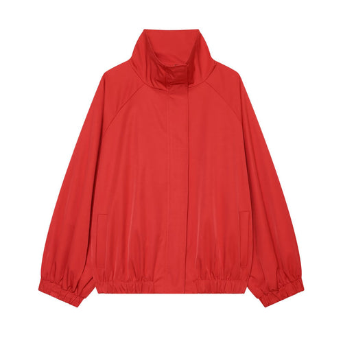 Damen Leichte Boxy-Übergangsjacke mit Funnelkragen und elastischem Saum Echoarchiv