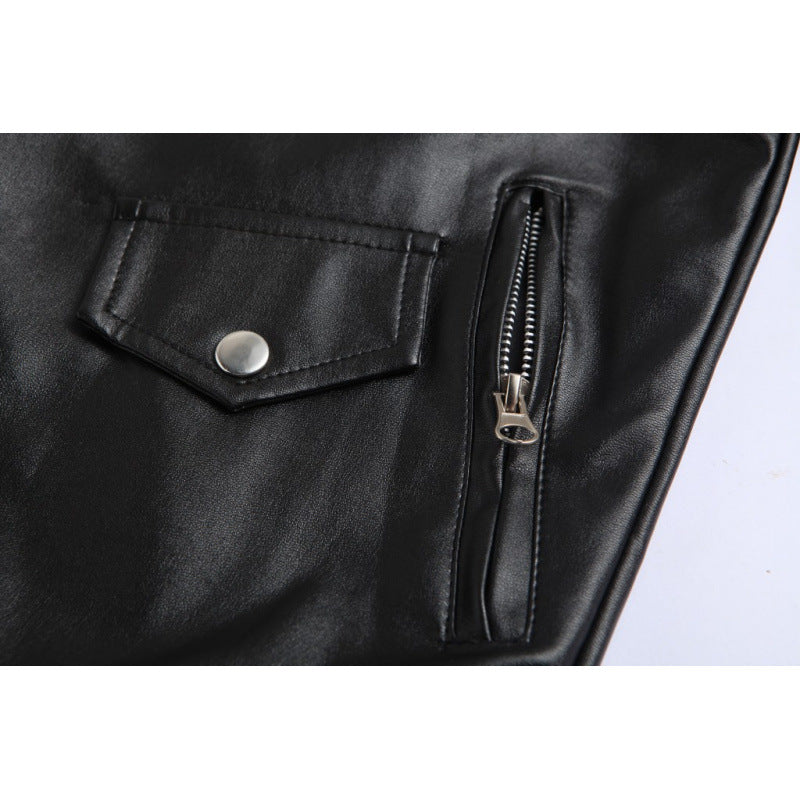 Herren Biker-Lederjacke mit asymmetrischem Reißverschluss und funktionalen Taschen Echoarchiv