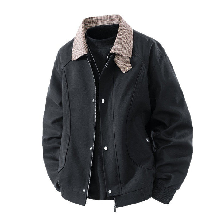 Herren Leichter Canvas-Blouson mit Karokragen, Reißverschluss- und Druckknopfleiste Echo Archiv