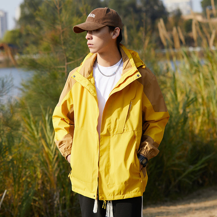 Damen zweilagige wasserabweisende Outdoorjacke mit Kapuze, Taillenregulierung und Kontrastbesätzen Echoarchiv
