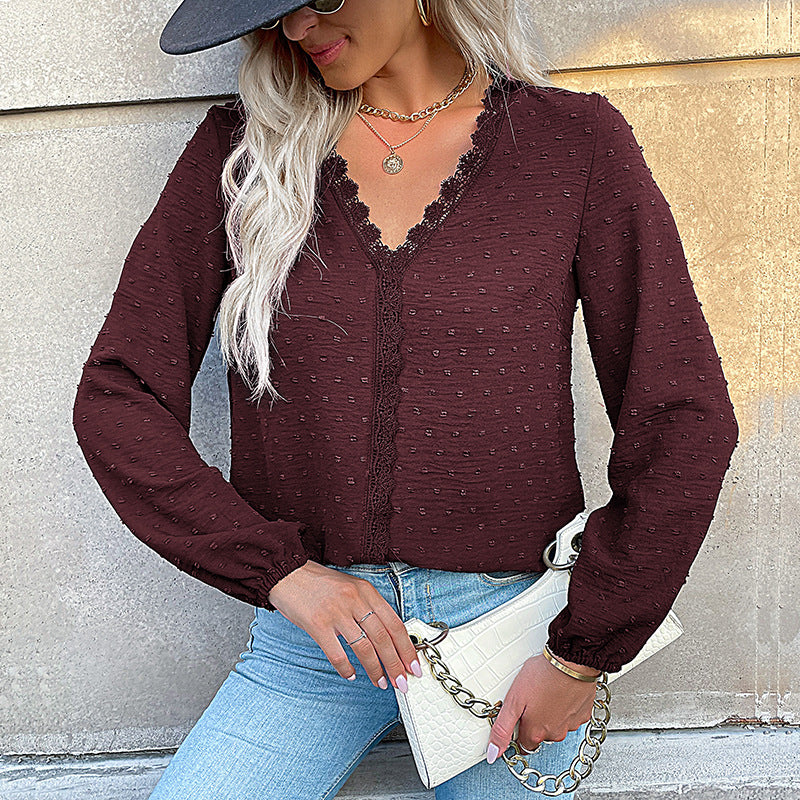 Damen Elegante Bluse mit Rüschendetails und Spitzenakzent Echo Archiv