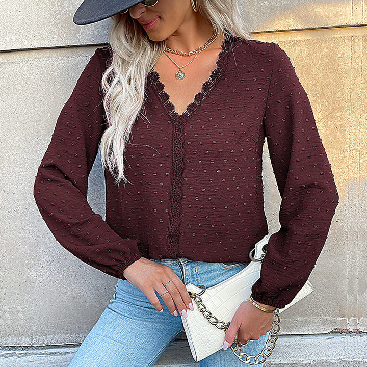 Damen Elegante Bluse mit Rüschendetails und Spitzenakzent Echo Archiv