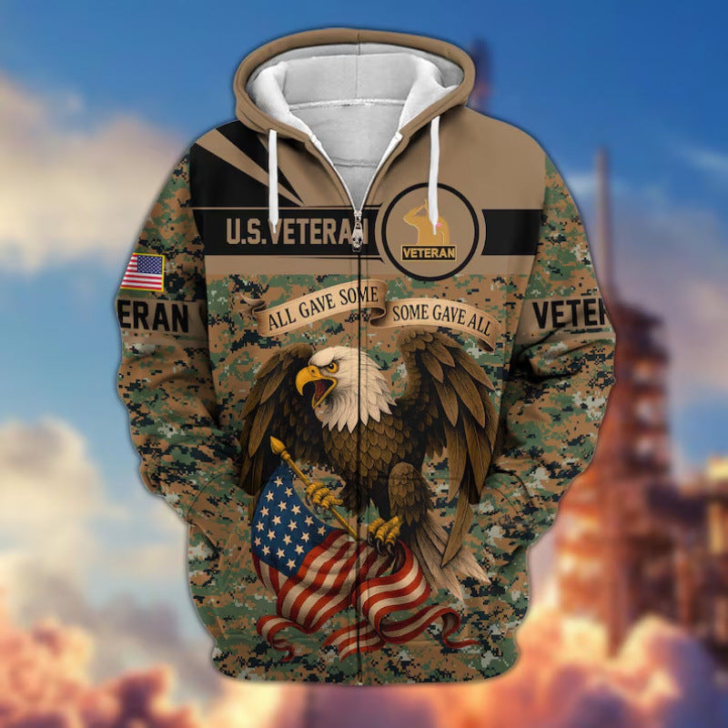 Herren Kapuzensweater mit amerikanischem Veteranenmotiv Echoarchiv